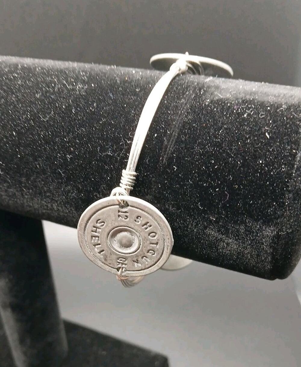 12 GA Shotgun Shell Silvertone Wire Bracelet
